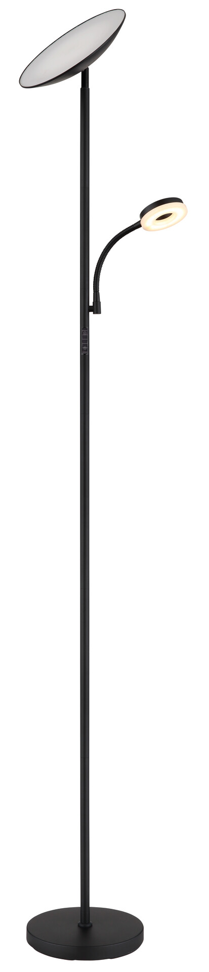 GLOBO LED-Deckenfluter Opal Chrom schwarz Metall Kunststoff H/D: ca. 179x25 cm 1 Brennstellen