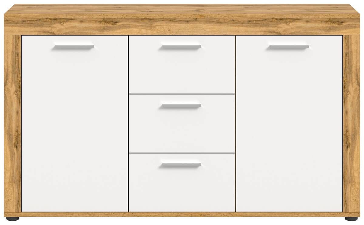 Sideboard Jam Eiche Wotan Nachbildung weiß B/H/T: ca. 125x80x35 cm
