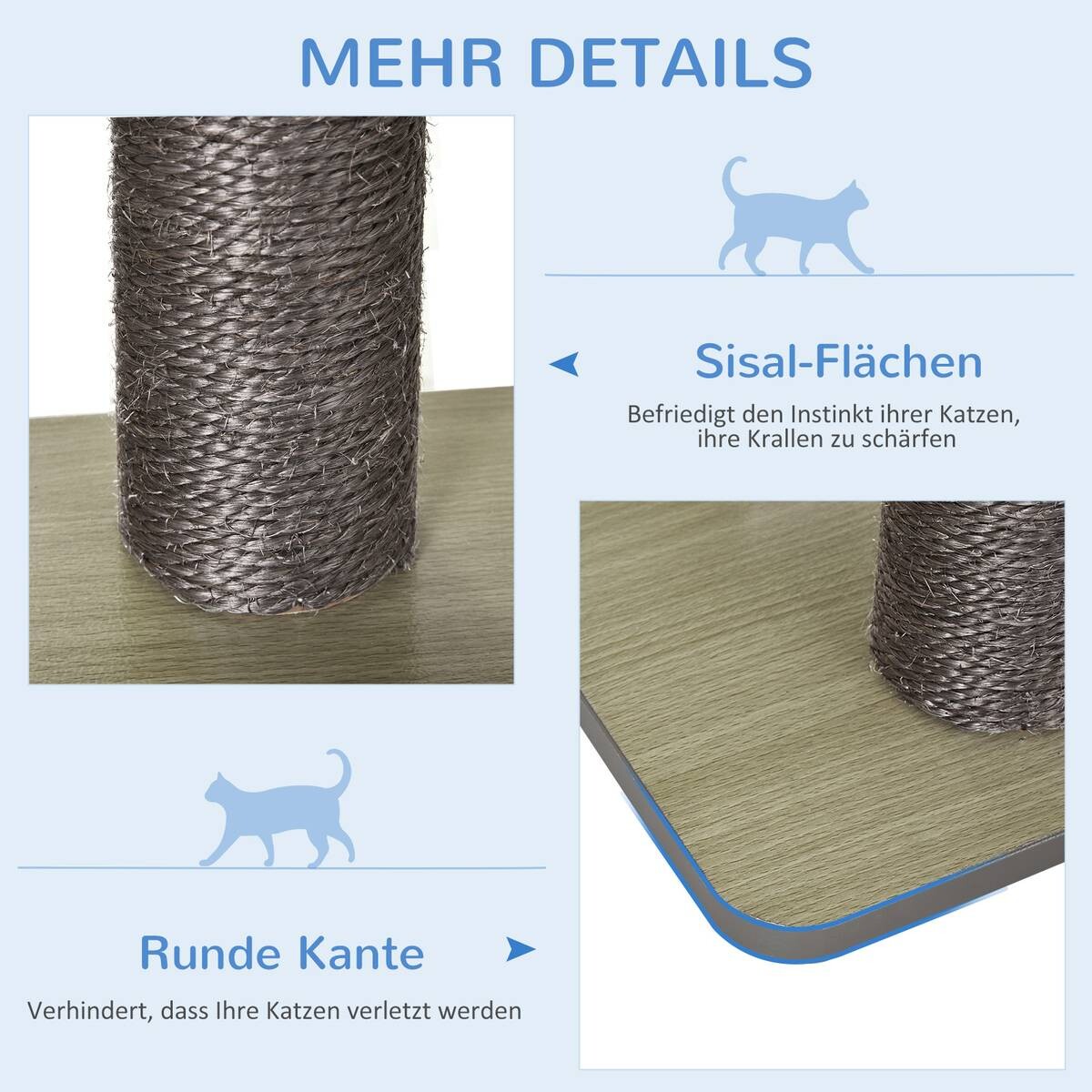 PawHut Katzenkratzbaum grau Holz B/H/L: ca. 40x120x60 cm