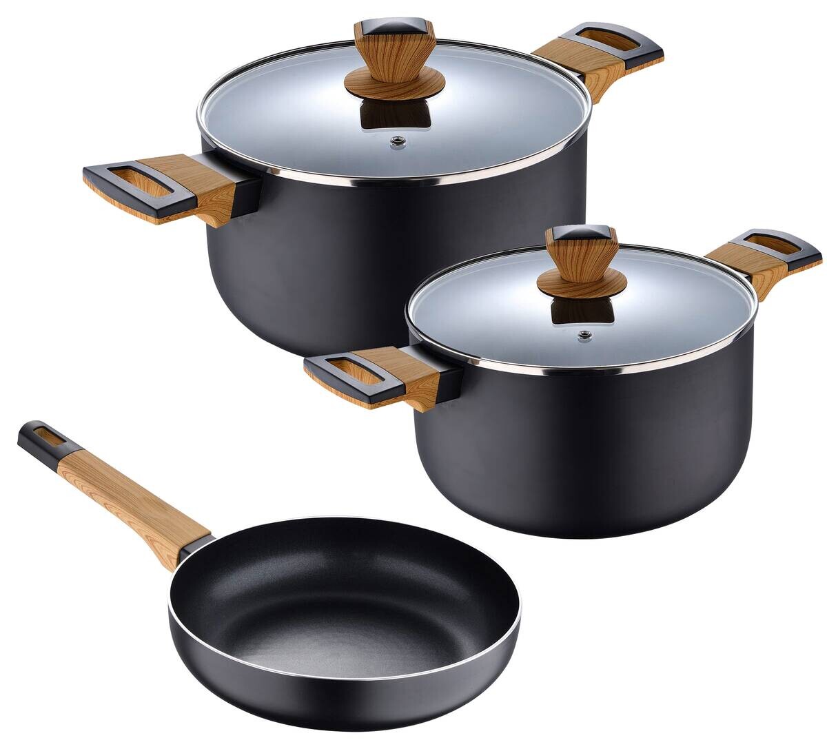 BERGNER Kochgeschirrset EARTH BLACK schwarz Aluminium 5 tlg.