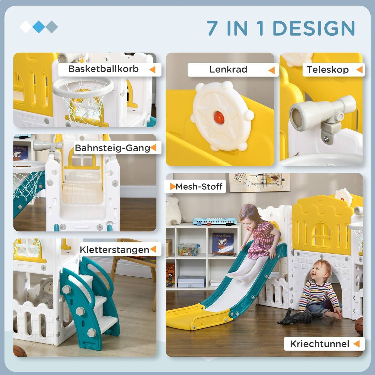 AIYAPLAY Kinderrutsche gelb B/H/L: ca. 177x99x178 cm