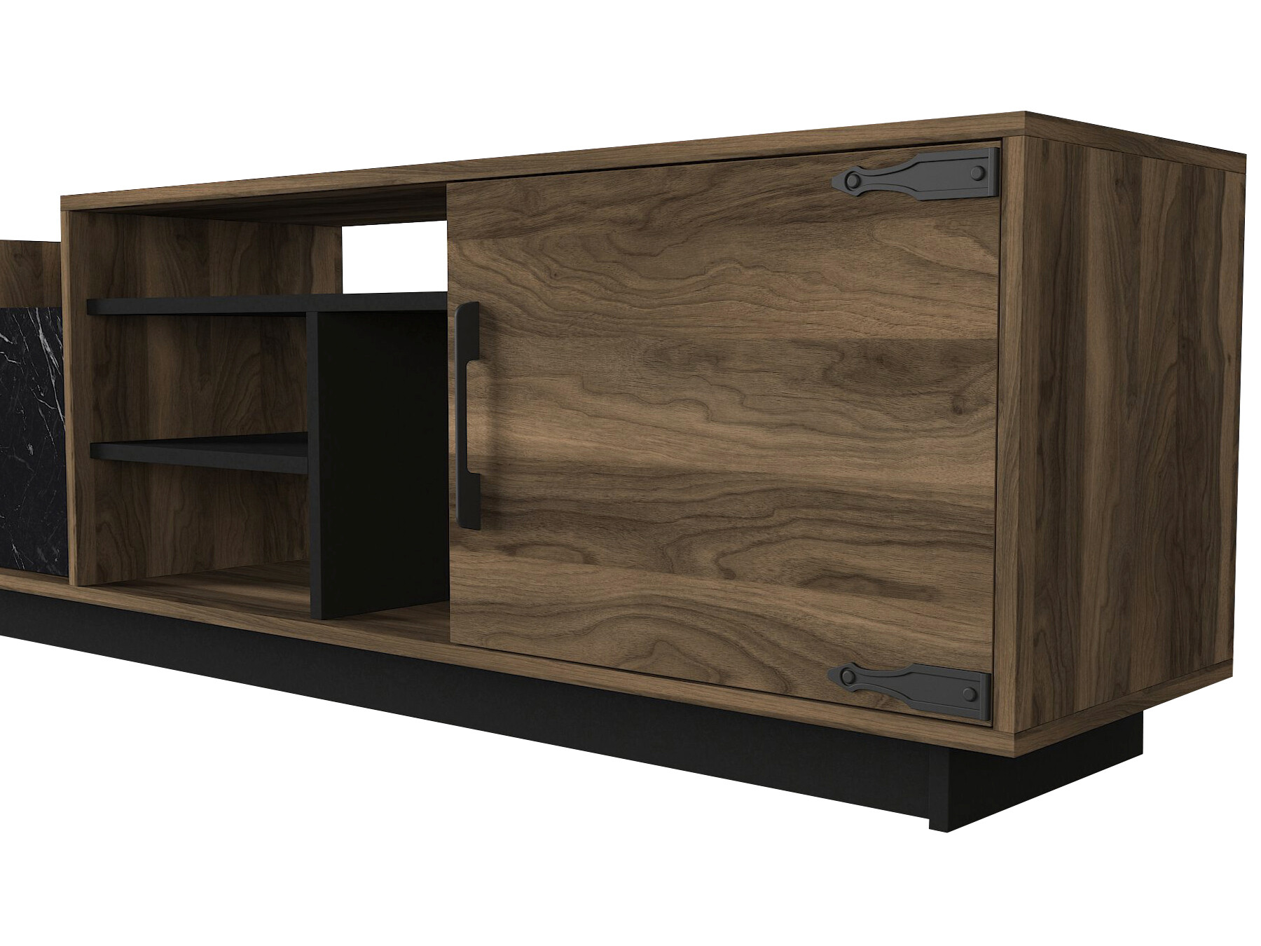 Wohnwand Siento walnuss Nachbildung Marmoroptik B/H/T: ca. 180x55x35 cm