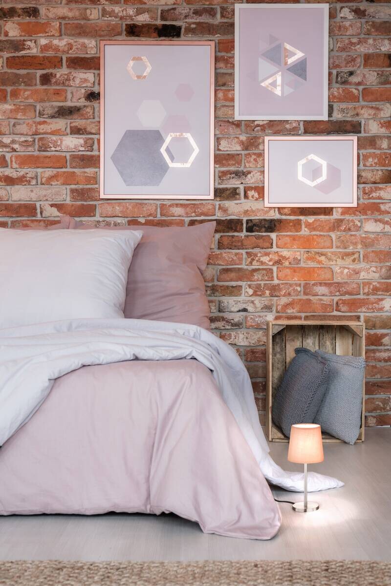 easy! by FHL Tischleuchte 850226 Eve rosa nickel matt Textil Metall H/D: ca. 30x14 cm E14 1 Brennstellen