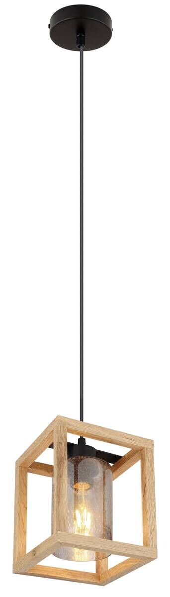 GLOBO Hängeleuchte dunkelbraun Rauch schwarz Glas Metall B/H/L: ca. 17x120x17 cm E27 1 Brennstellen