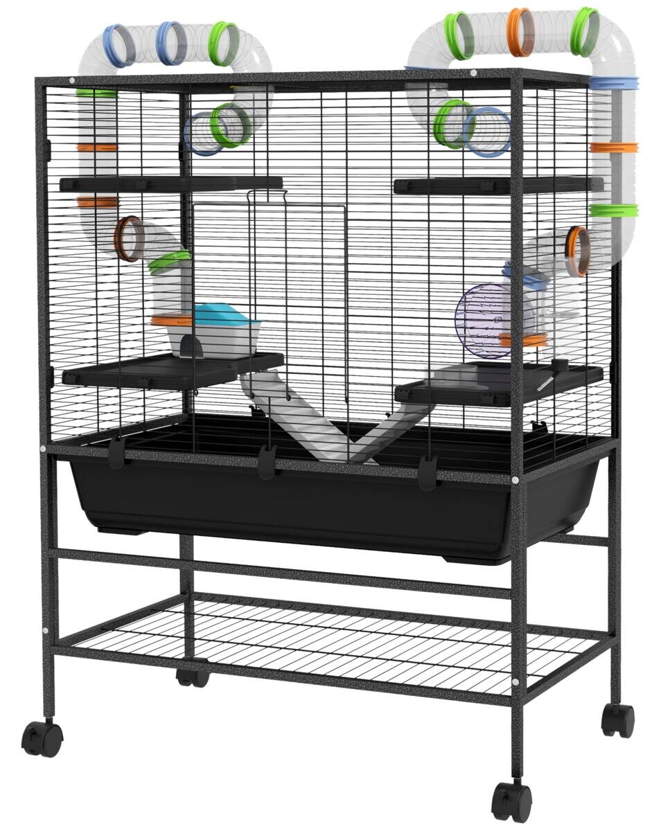 PawHut Hamsterkäfig schwarz Kunststoff B/H/L: ca. 46x109x82 cm
