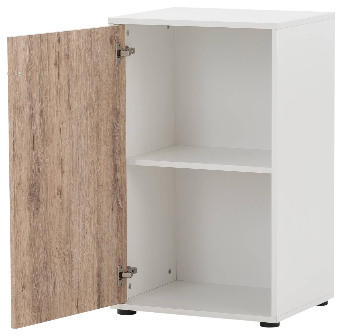Midischrank Serie 400 perlweiß Optik Wildeiche Nachbildung B/H/T: ca. 50,9x83,6x41 cm
