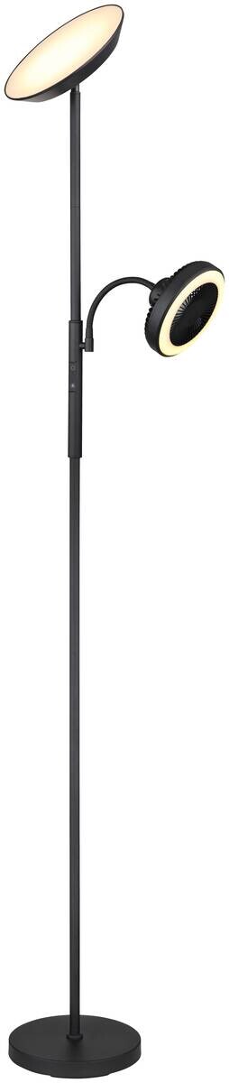 GLOBO Deckenfluter mattschwarz Chrom Metall Kunststoff B/H/T: ca. 25x178x33,7 cm