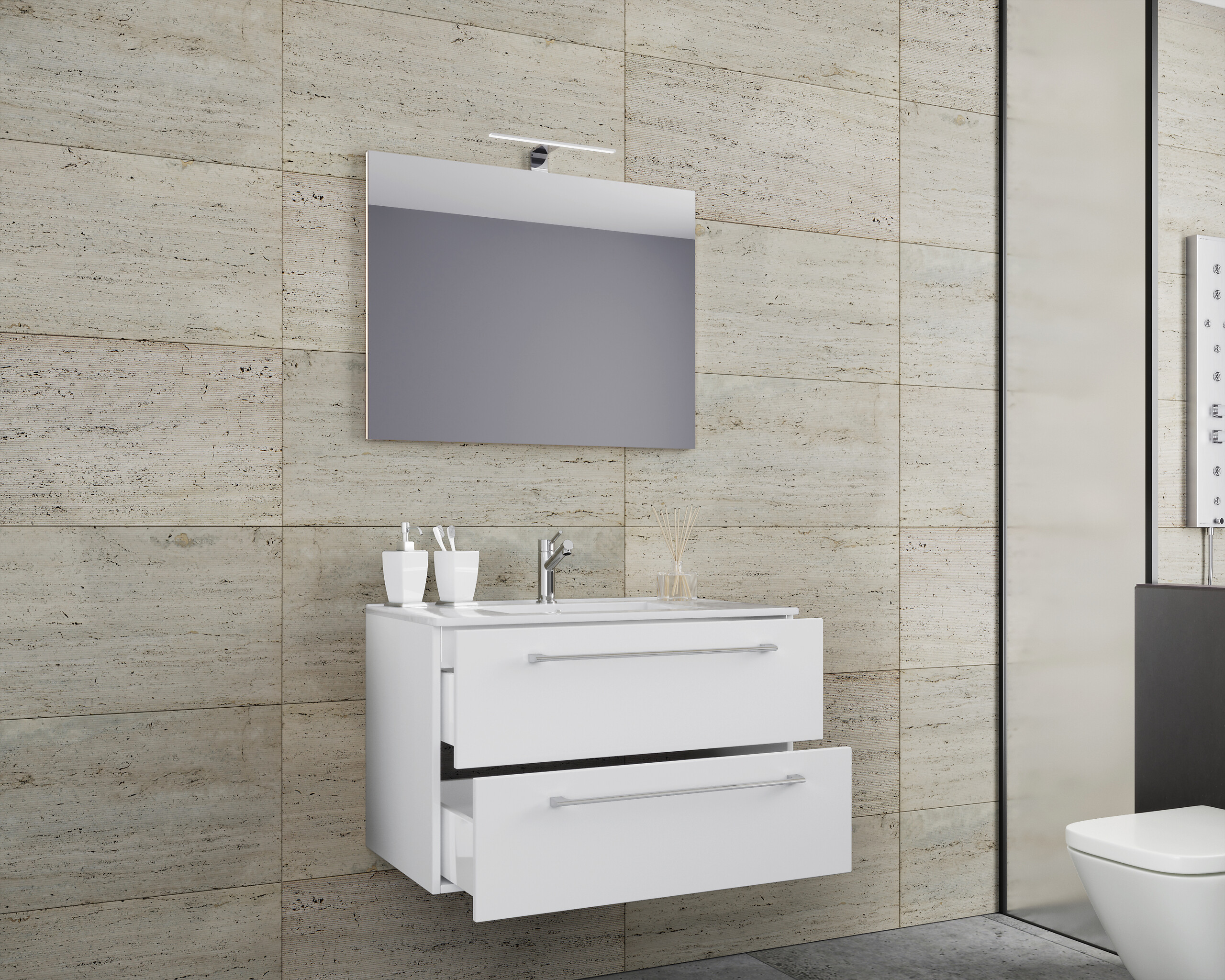 Waschplatz 3tlg-Badinos weiß weiß B/H/T: ca. 80x50x46 cm