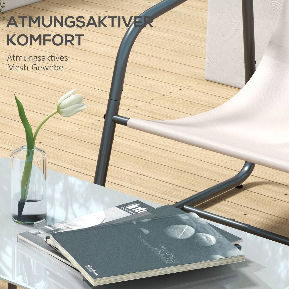 Outsunny Gartensitzgruppe 4tlg. cremeweiß Mesh B/H/L: ca. 70x70x110 cm