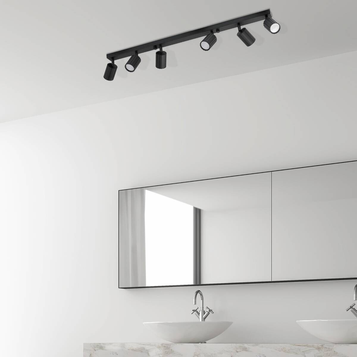 Lamkur Strahler Prisma schwarz Stahl B/H/L: ca. 6,5x16,5x117 cm 6 Brennstellen