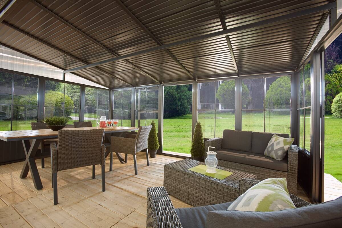 Sojag Terrassenüberdachung Mural anthrazit Aluminium B/H/L: ca. 404x244,5x308,96 cm