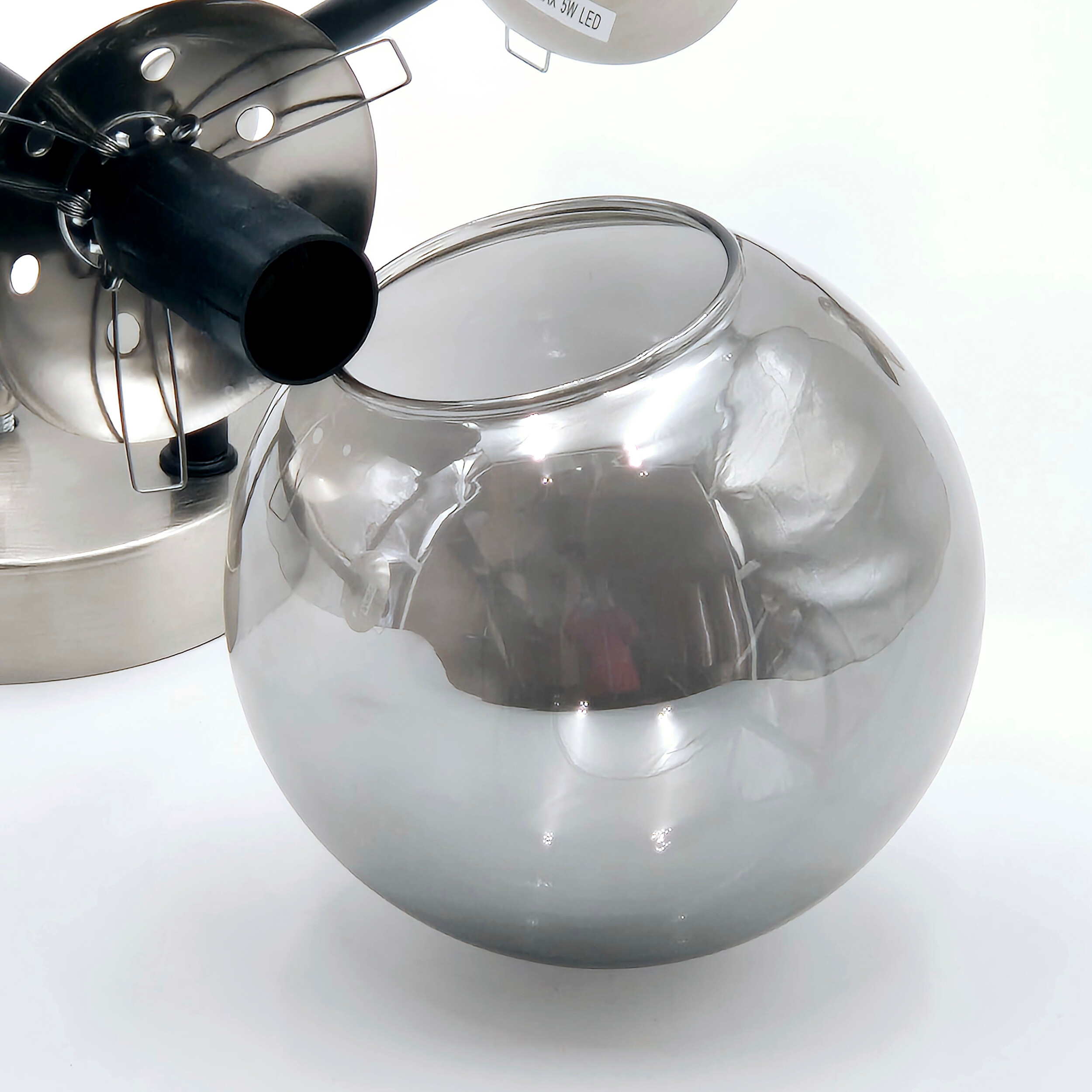 Lamkur Anbauleuchte Malena Chrom schwarz Glas Stahl B/H/L: ca. 64x20x64 cm E14 6 Brennstellen