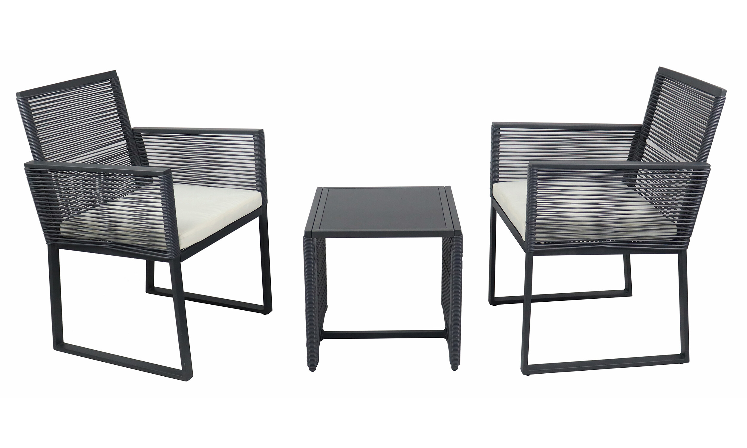 VCM Gartensitzgruppe Fidola schwarz Polyrattangeflecht B/H/L: ca. 53x86x53 cm