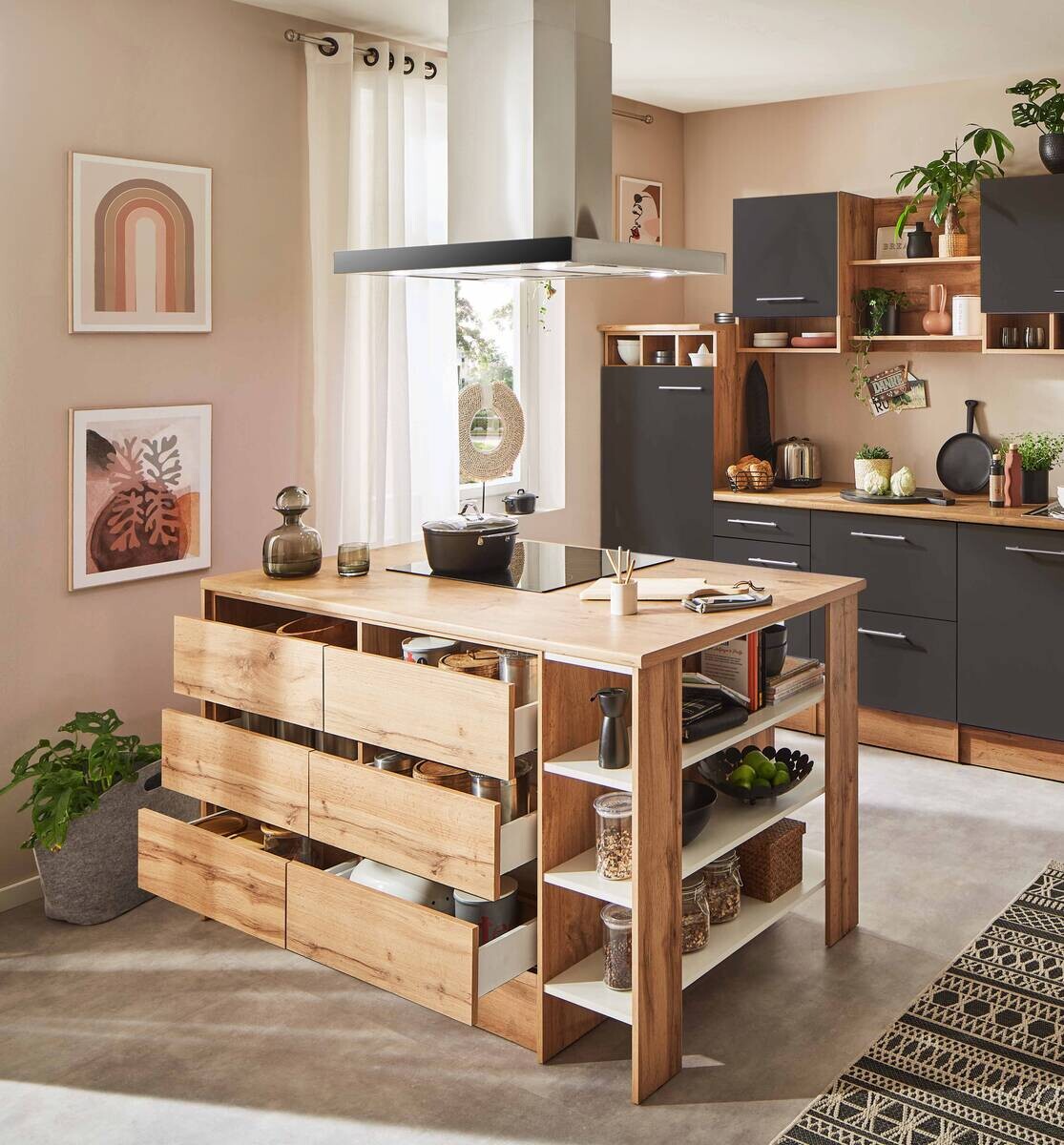 Respekta Winkelküche Hilde grau matt B/H/T: ca. 280x205x172 cm