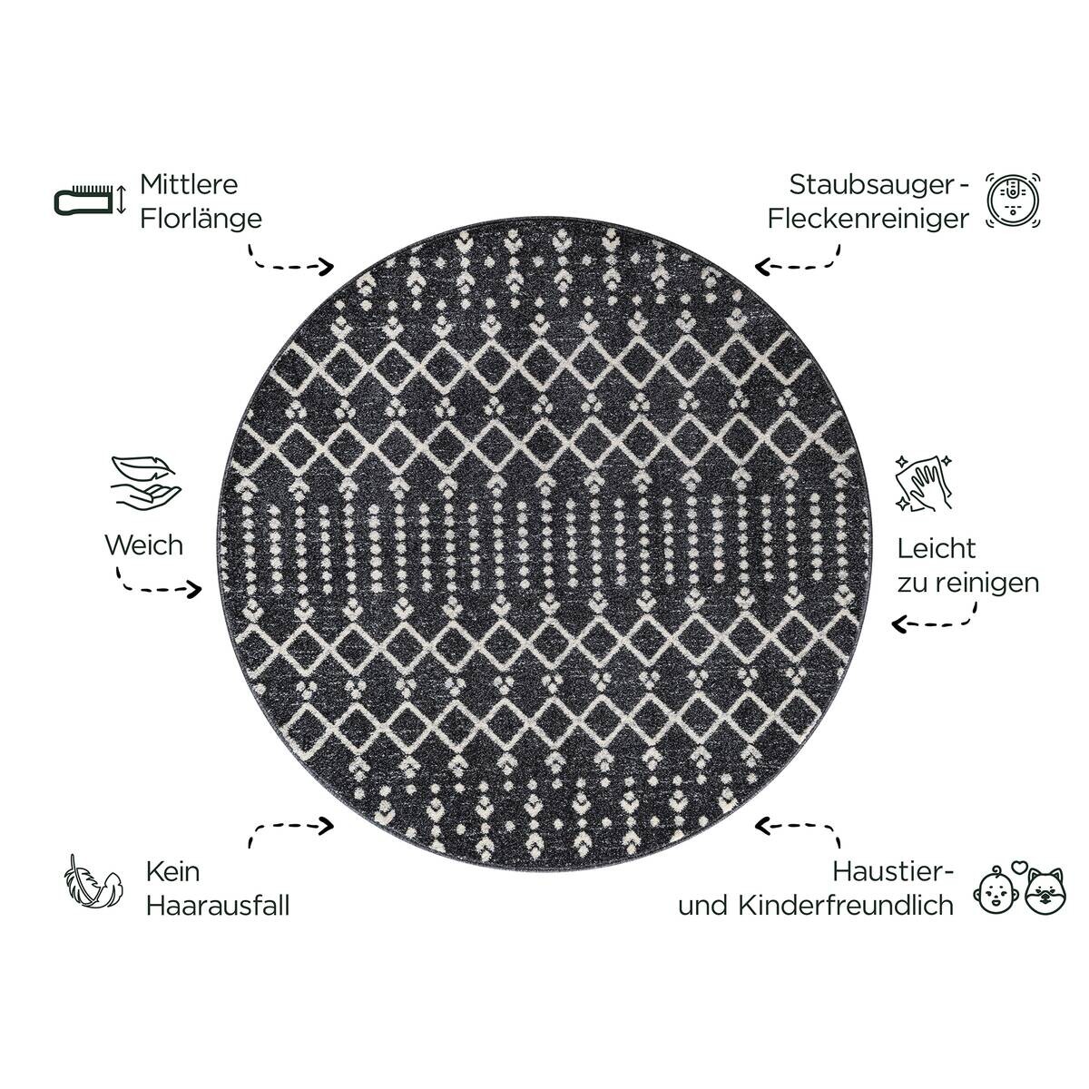 Sanat Teppich schwarz B/L: ca. 200x200 cm