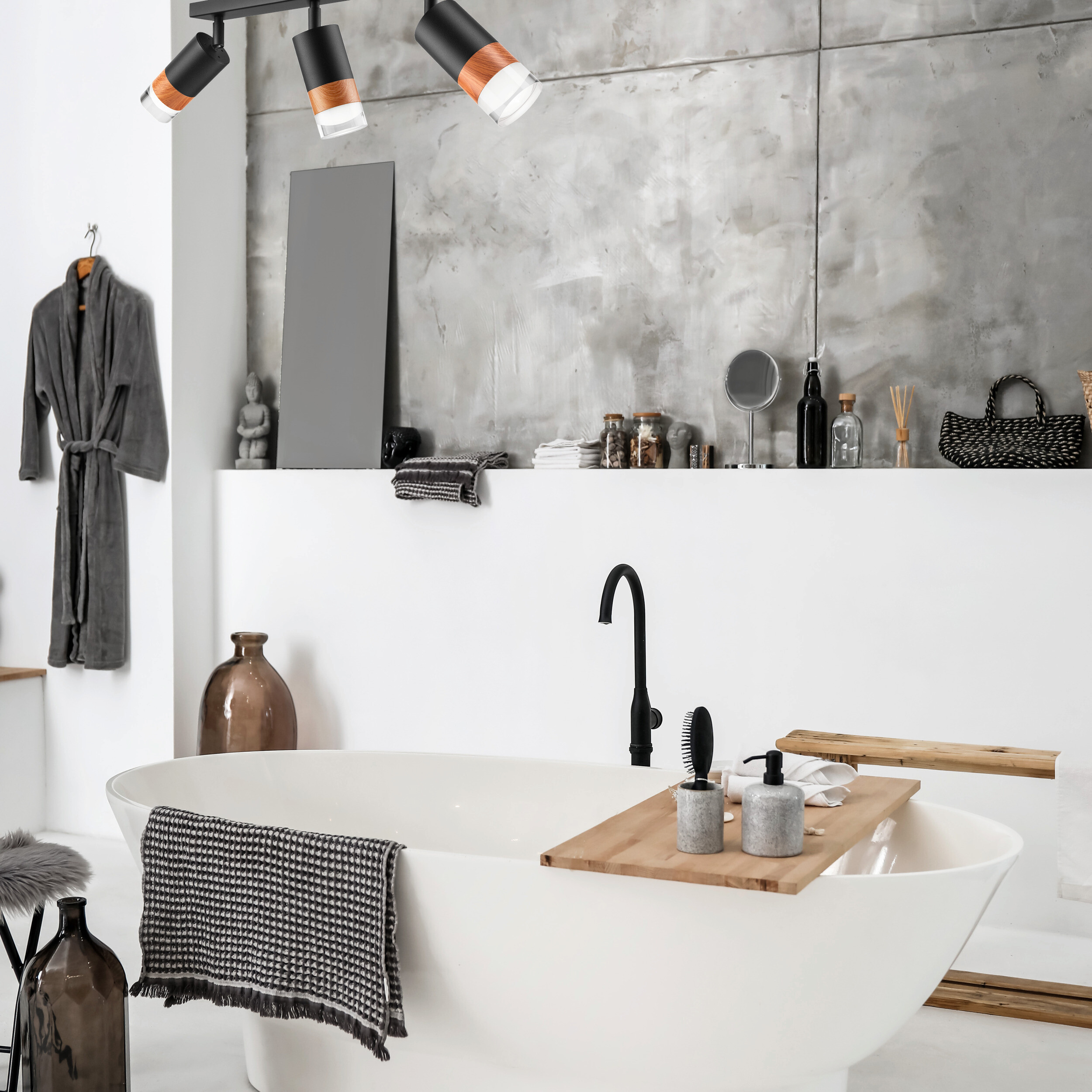 Lamkur Deckenleuchte schwarz Stahl Glas B/H/L: ca. 8x19x45 cm 3 Brennstellen