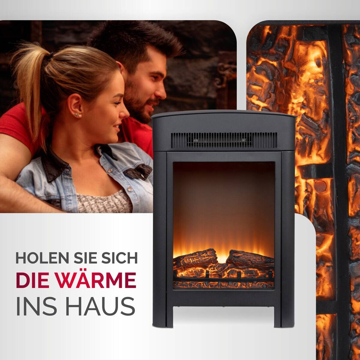 alpina Elektrokamin schwarz Metall B/H/T: ca. 59x41x26 cm ca. 1800 W