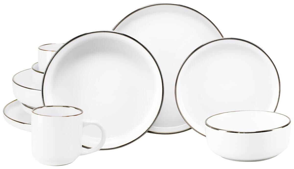 CreaTable Kombiservice Nordic Festive Weiss silber Steinzeug 10 tlg.