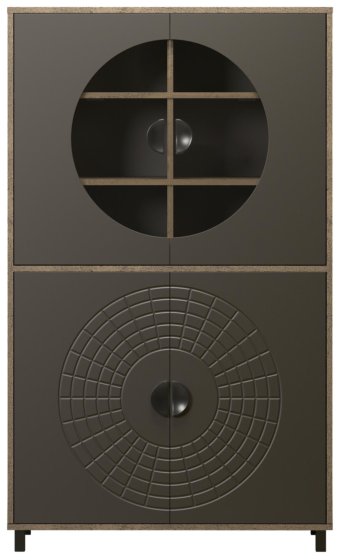 Highboardvitrine Fusion Eiche dunkel Nachbildung bronze Optik B/H/T: ca. 97x163x42 cm