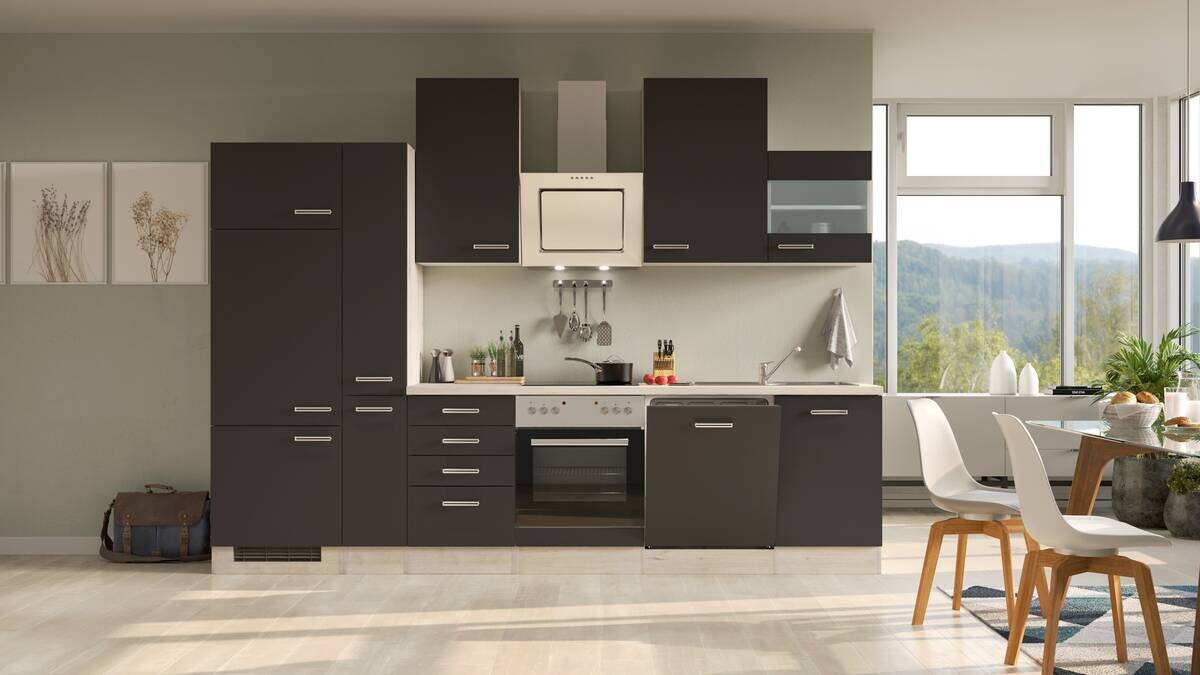 Küchenblock Elva anthrazit strukturiert B/H/T: ca. 310x234x60 cm