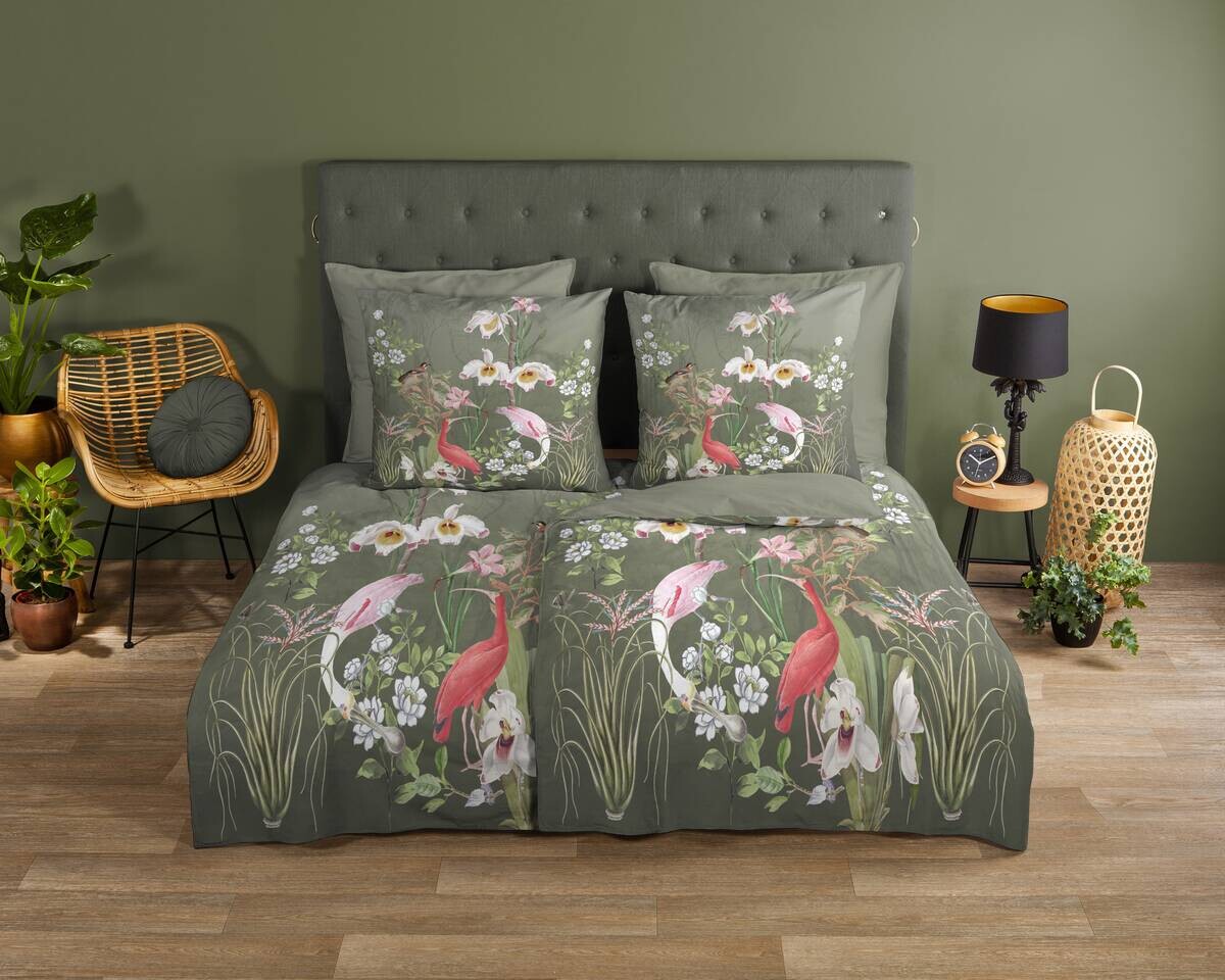 Baumwoll Bettwäsche Lesli grün Baumwolle B/L: ca. 155x220 cm
