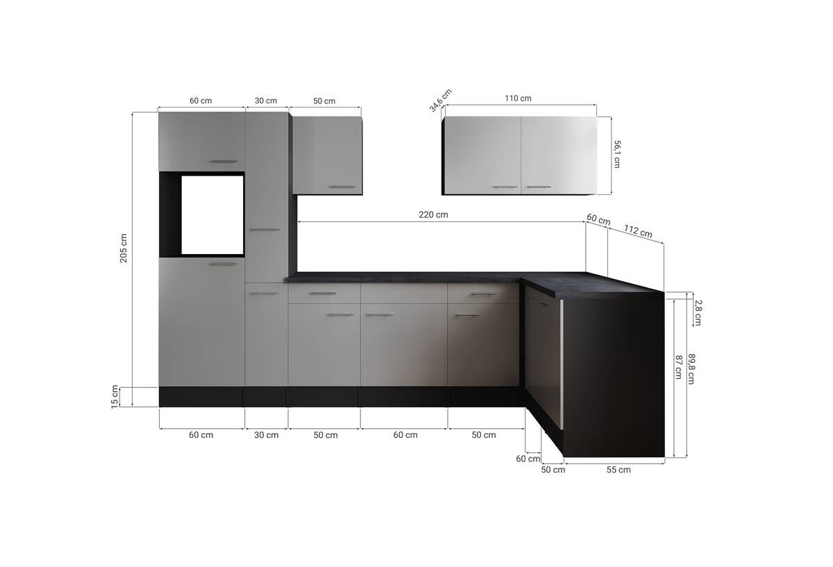 Winkelküche Oliver B/H/T: ca. 310x205x172 cm