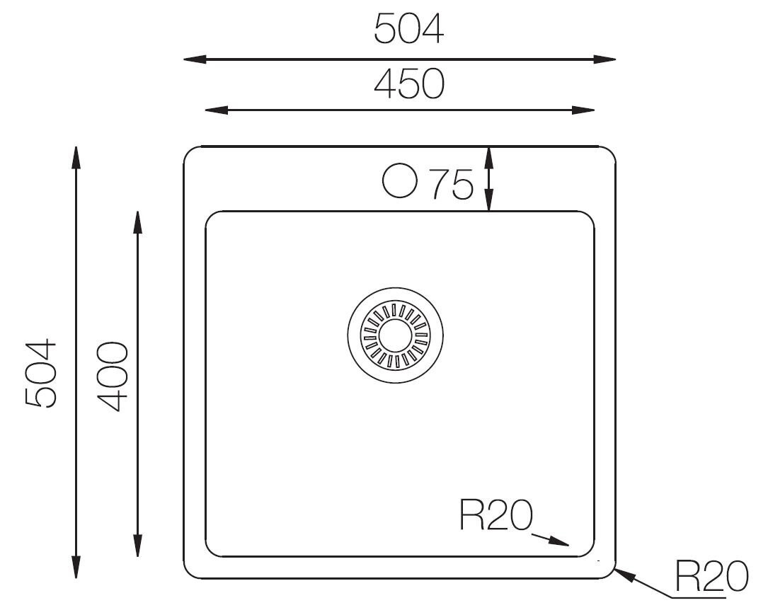 Respekta Einbauspüle Chicago 50 x 50 Edelstahl B/H/T: ca. 50x50x22,5 cm