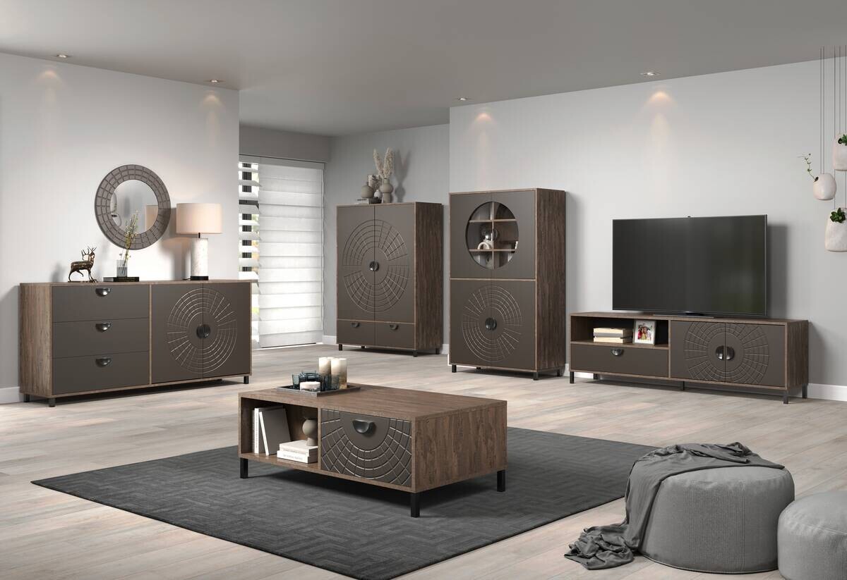 Couchtisch Fusion Eiche dunkel Nachbildung bronze Optik B/H/T: ca. 110x37x60 cm