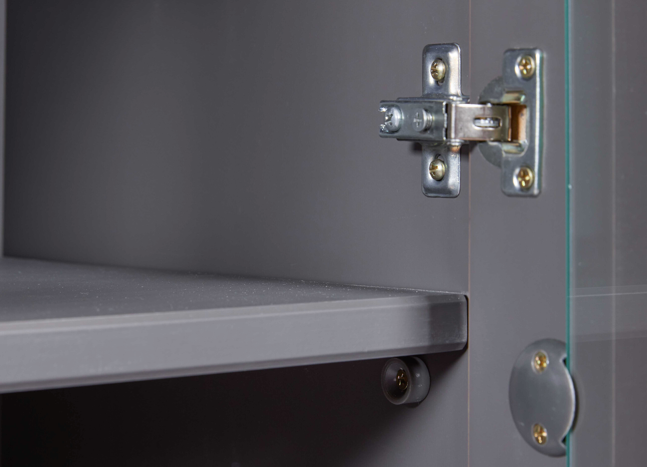 Vitrine Forenzo grau lackiert Holz B/H/L: ca. 38,4x190x90 cm