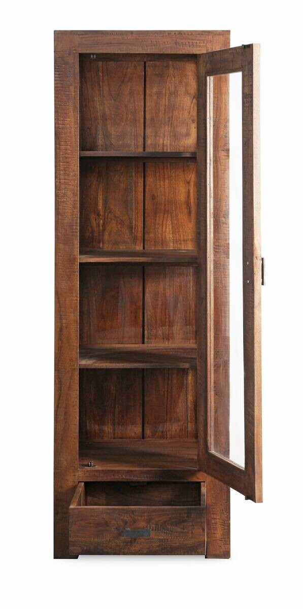 Vitrine Genua Akazie dunkel B/H/T: ca. 50x175x40 cm