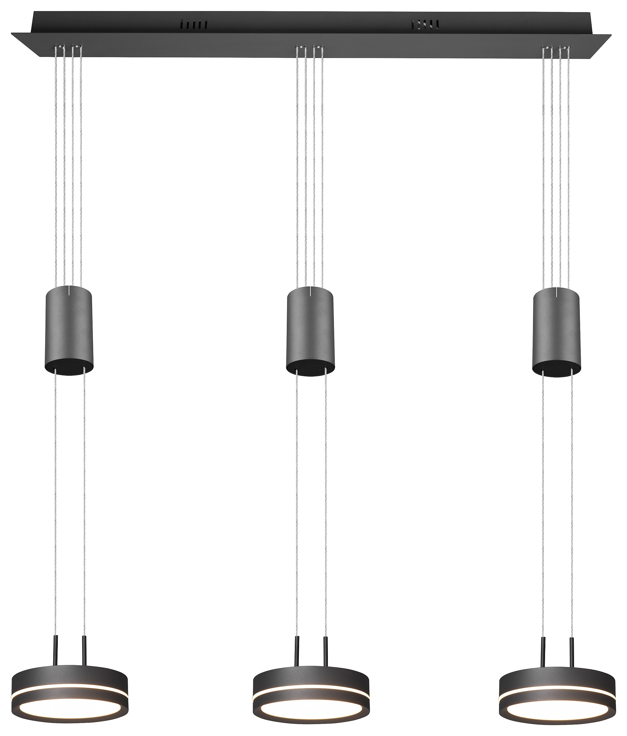 TRIO Pendelleuchte Franklin anthrazit Aluminium B/H/T: ca. 85x150x14 cm 3.0 Brennstellen