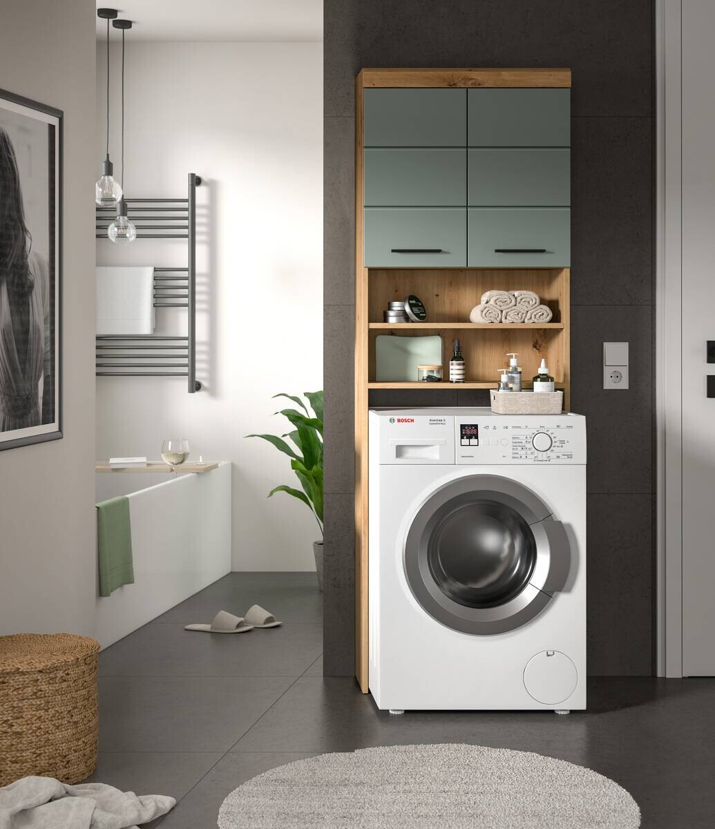 Waschmaschinenumbauschrank Scout Eiche Artisan Nachbildung salbei Nachbildung B/H/T: ca. 63x191x24 cm