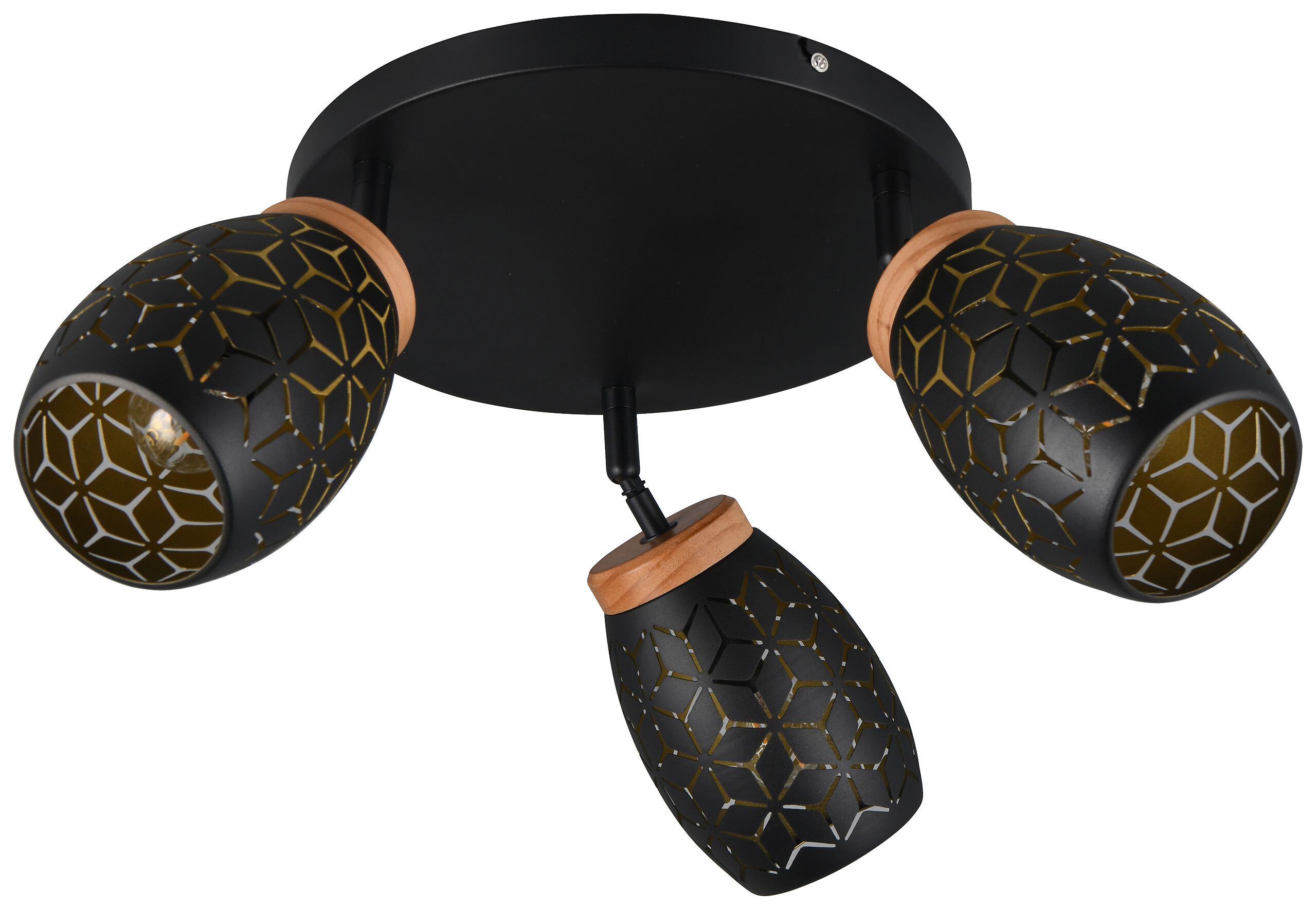 Reality Leuchten Spots Bidar schwarz gold Metall D: ca. 27 cm E14 3 Brennstellen