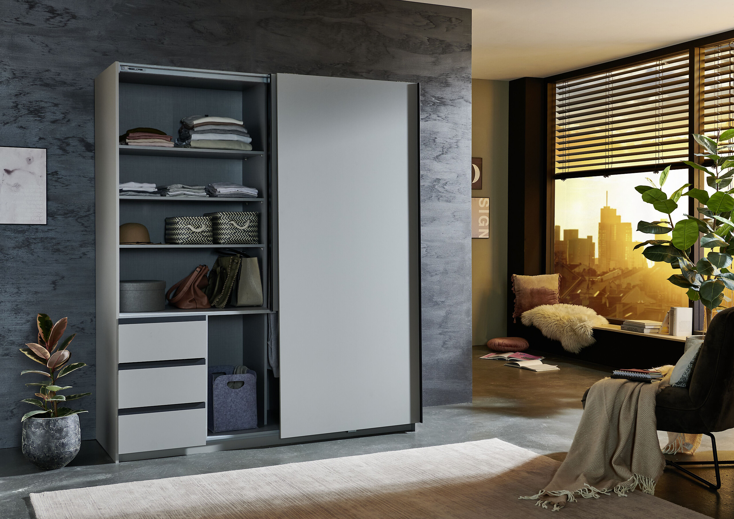 Schwebetürenschrank Stade Sahara grau B/H/T: ca. 168x198x63 cm