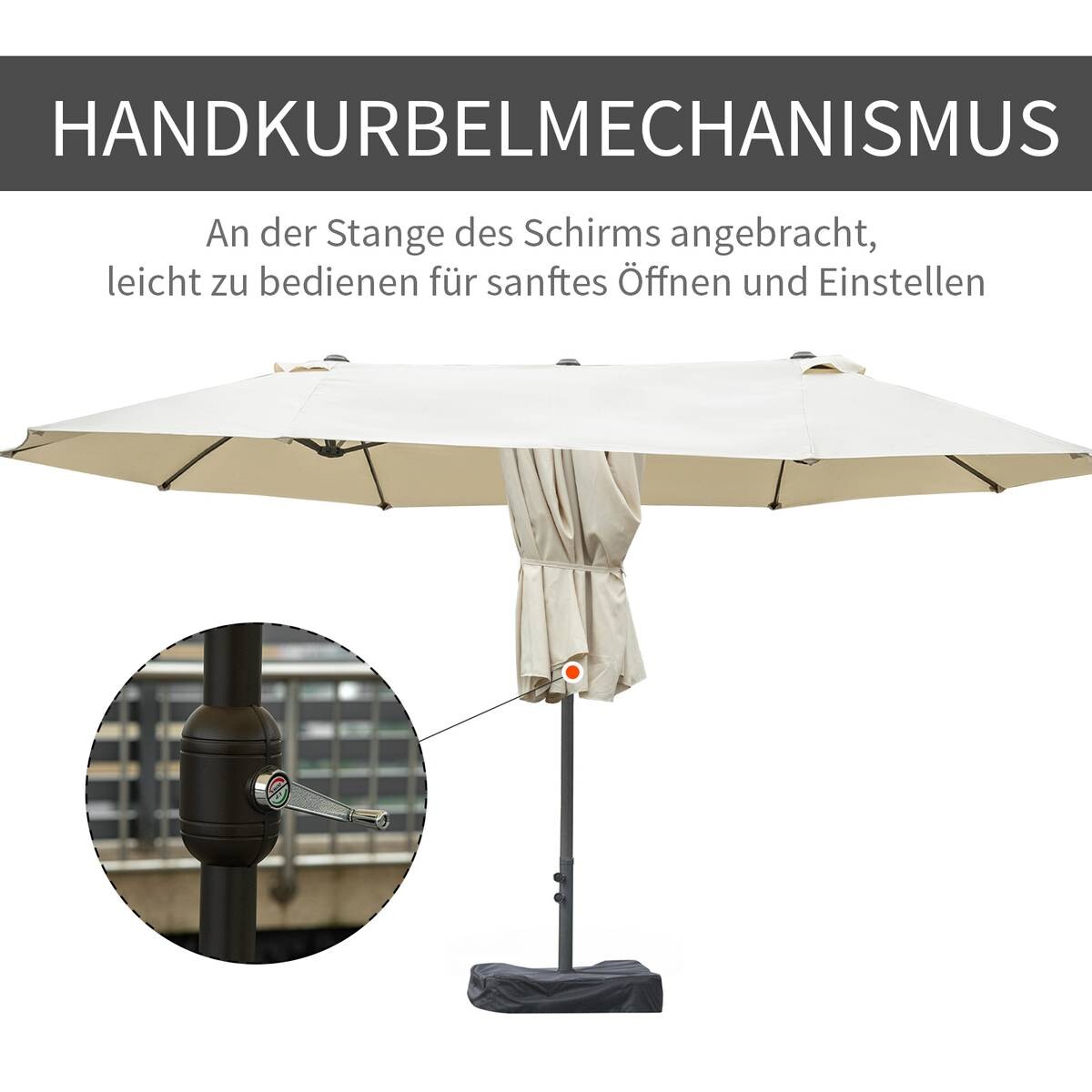 Outsunny Doppel-Sonnenschirm khaki Aluminium B/H/L: ca. 270x260x270 cm