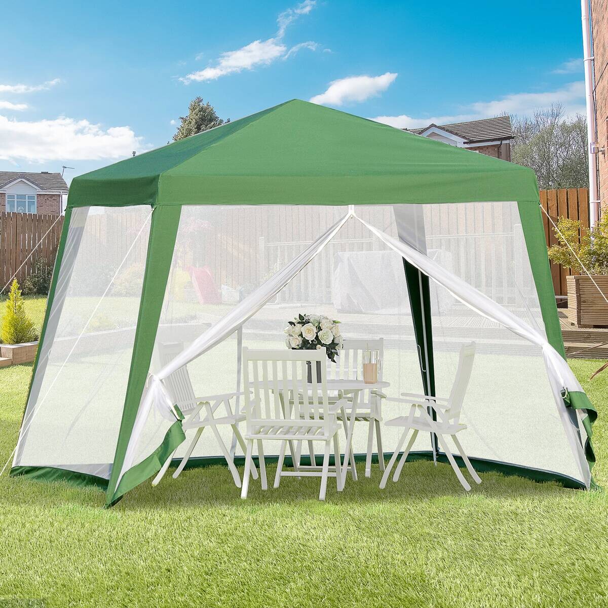 Outsunny Pavillon grün Polyester B/H/L: ca. 300x245x300 cm