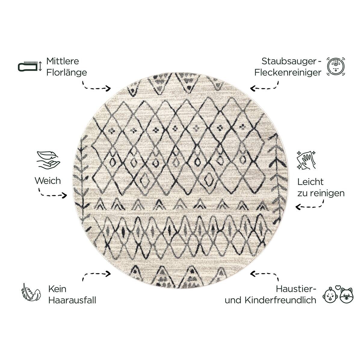 Sanat Teppich creme B/L: ca. 120x120 cm