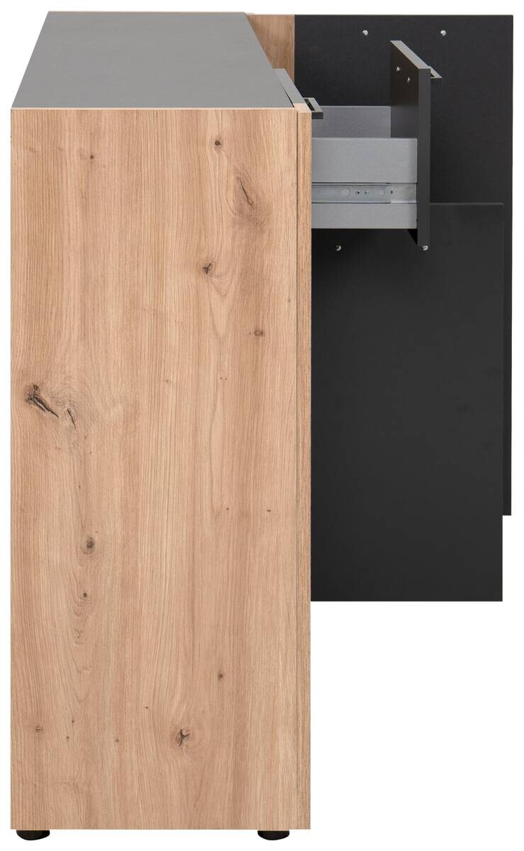 Kommode Cento anthrazit Eiche Artisan Oak Nachbildung B/H/T: ca. 126x83x35 cm