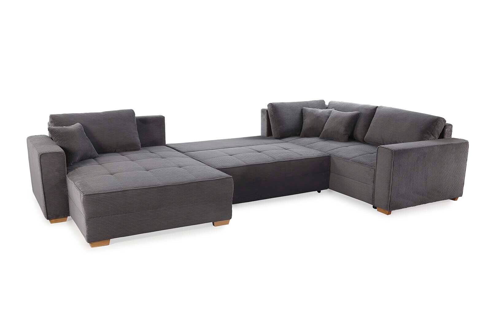 Wohnlandschaft grau Microfaser B/H/T: ca. 379x86x227 cm