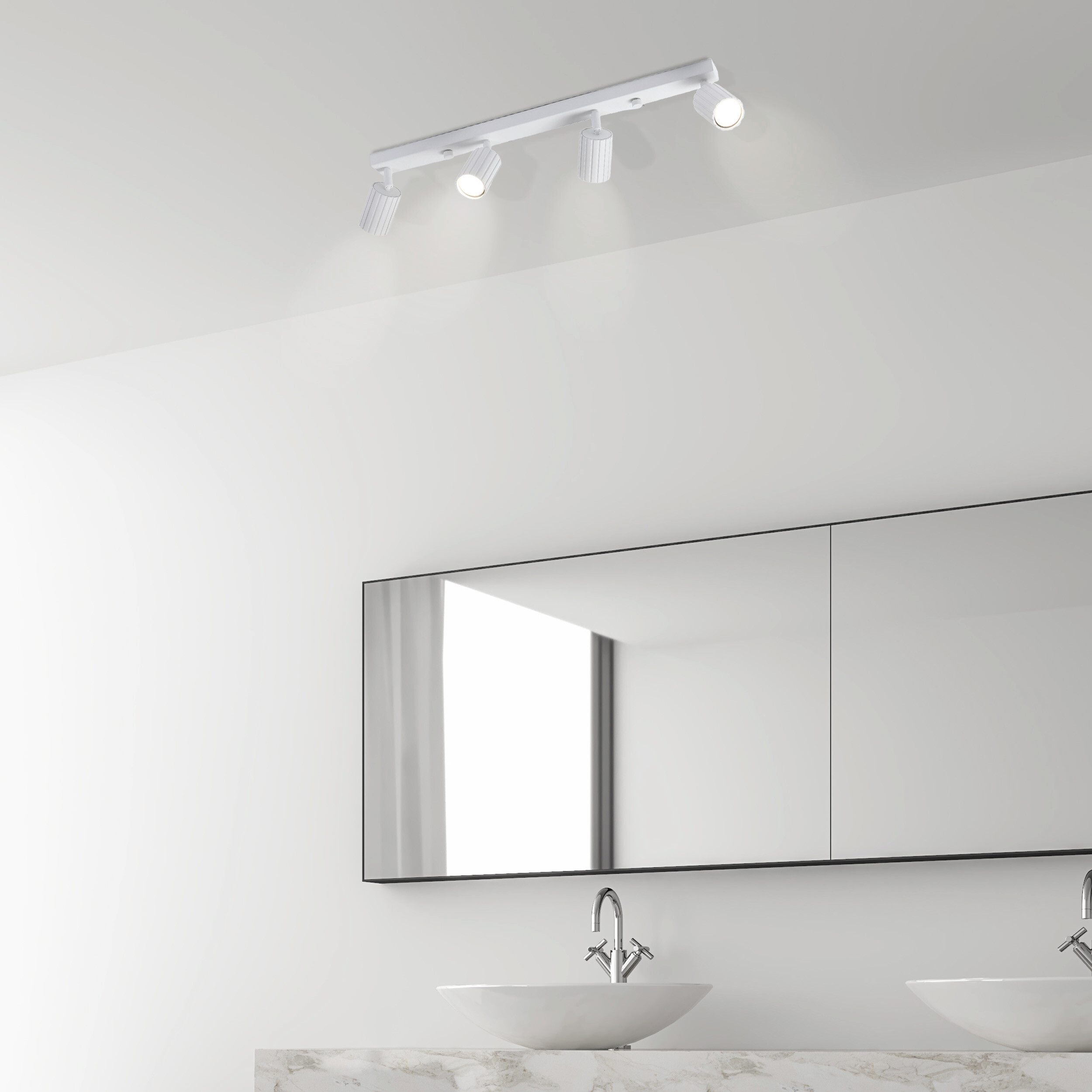 Lamkur Strahler Prisma weiß Stahl B/H/L: ca. 6,5x16,5x81 cm 4 Brennstellen