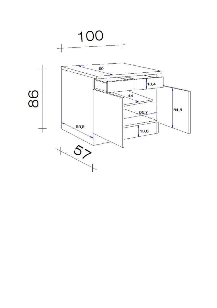 Unterschrank Vita weiß matt B/H/T: ca. 100x86x60 cm