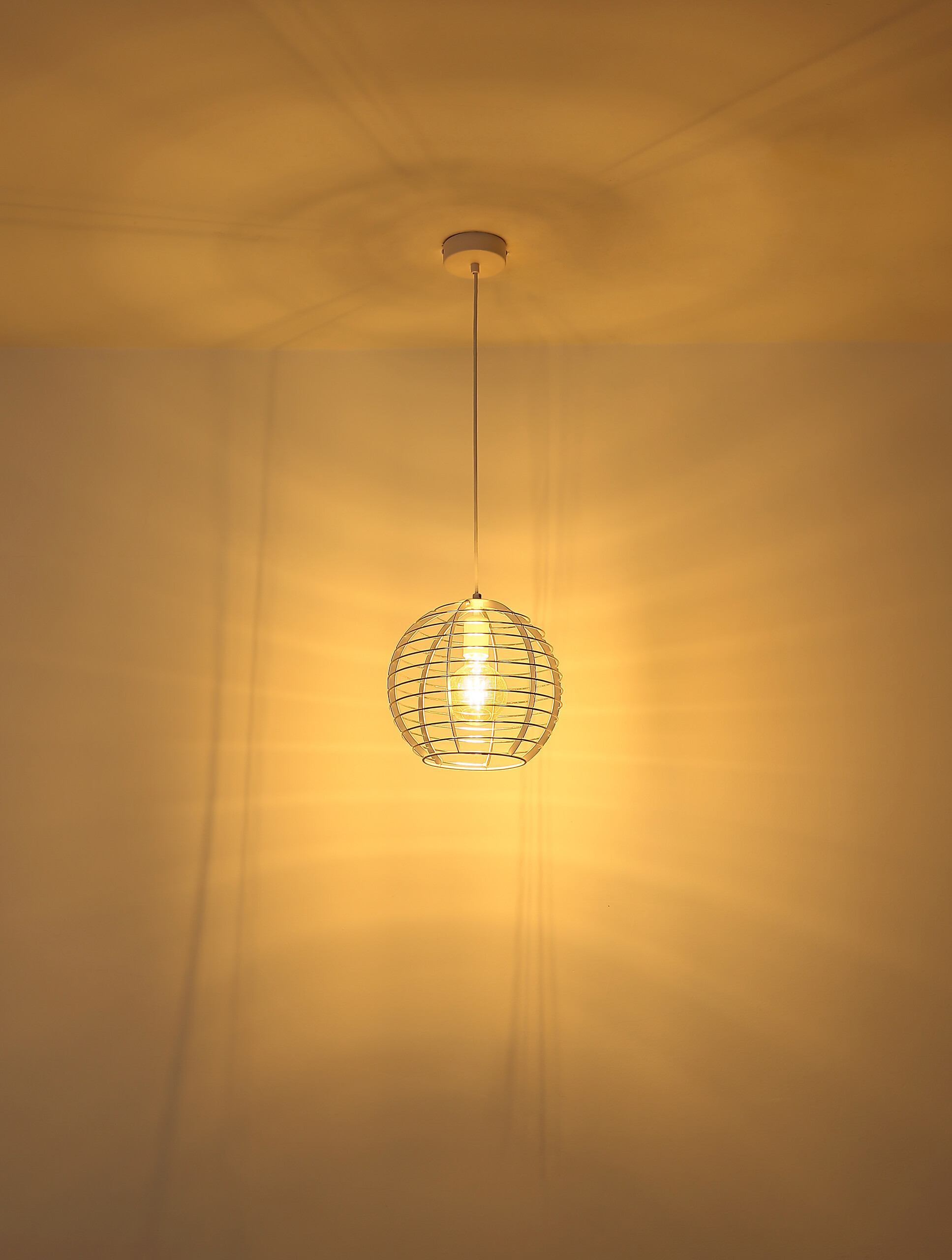 GLOBO Hängeleuchte Chrom weiß Metall Aluminium B/H/L: ca. 34x33x34 cm E27 1 Brennstellen