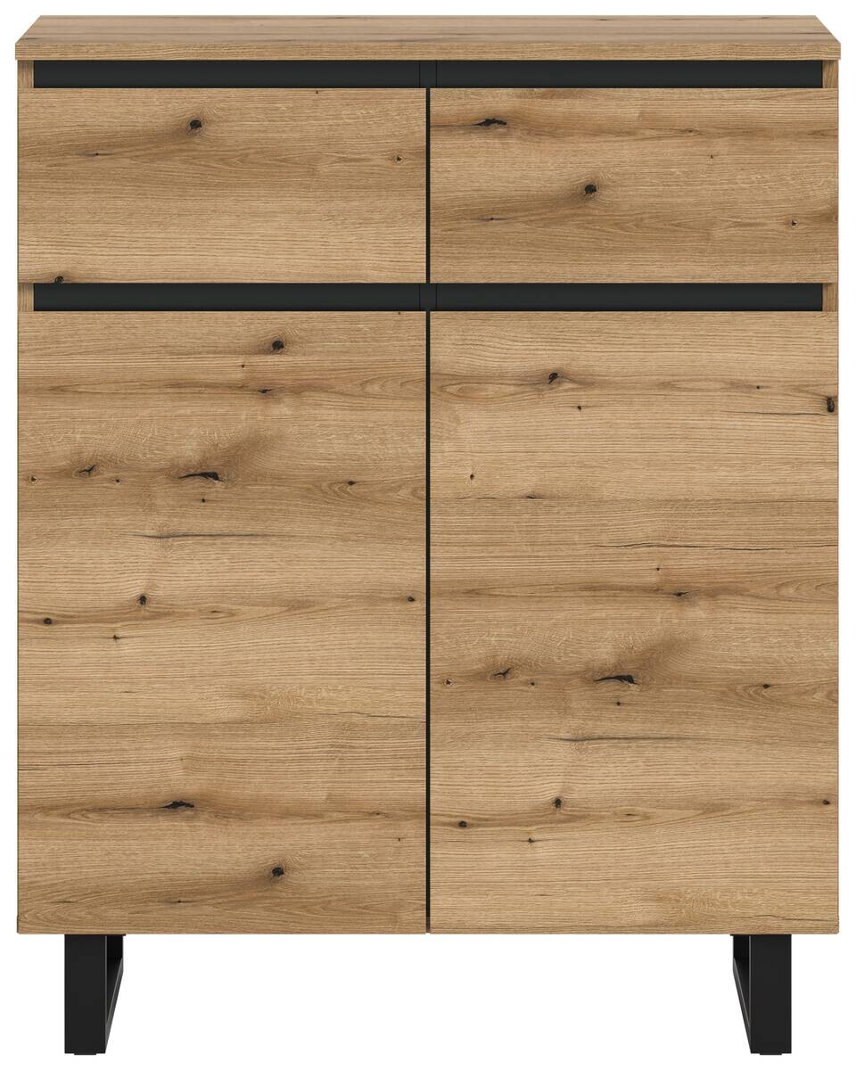 Kommode Tomasa Evoke Oak Nachbildung schwarz B/H/T: ca. 80x99x36 cm