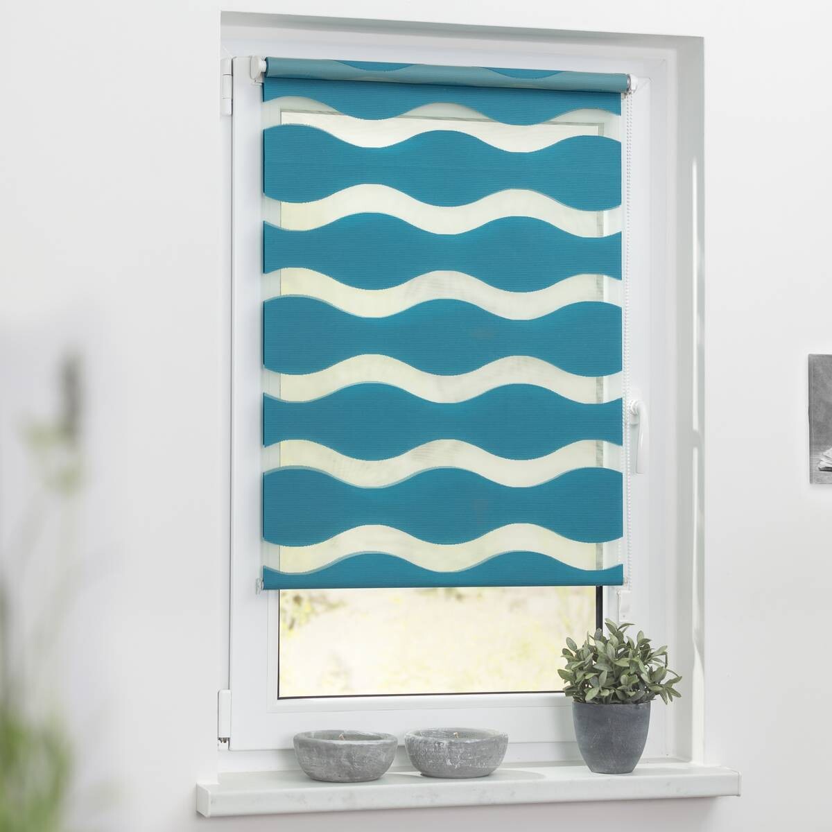 LICHTBLICK Doppelrollo Duo Welle petrol B/L: ca. 60x150 cm
