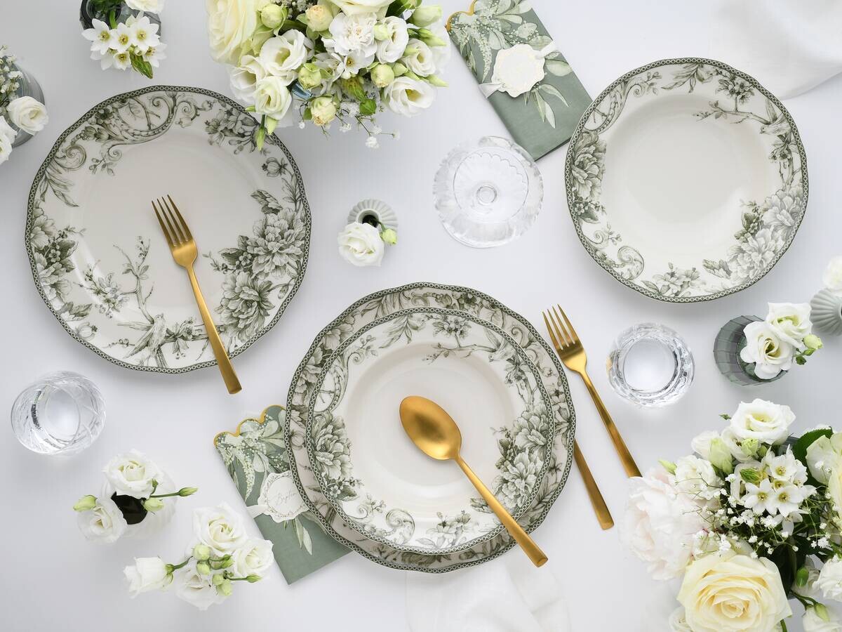 CreaTable Tafelservice Adelaide Grün grün Porzellan 8 tlg.