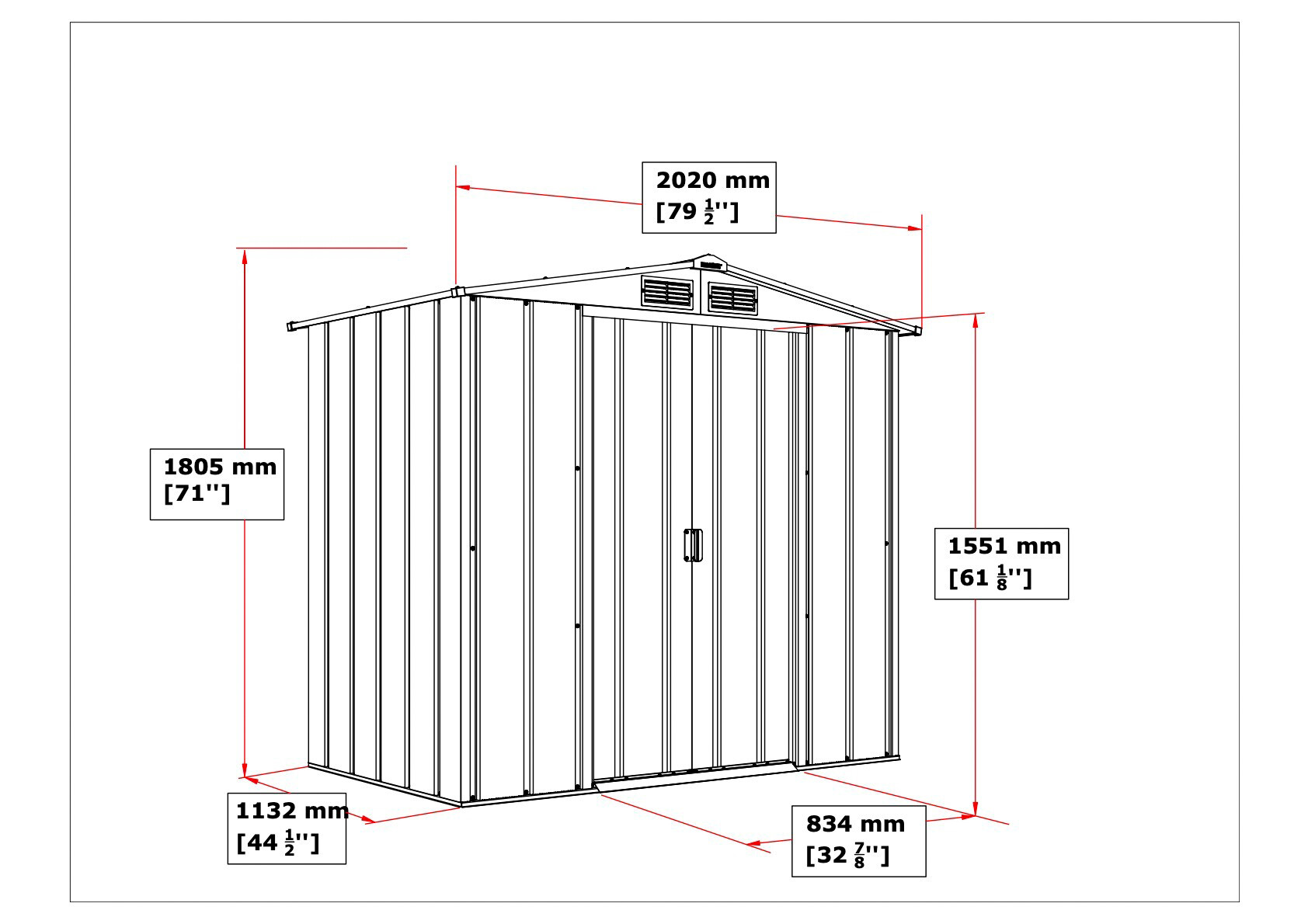 VCM Gerätehaus anthrazit B/H/L: ca. 202x181x113 cm