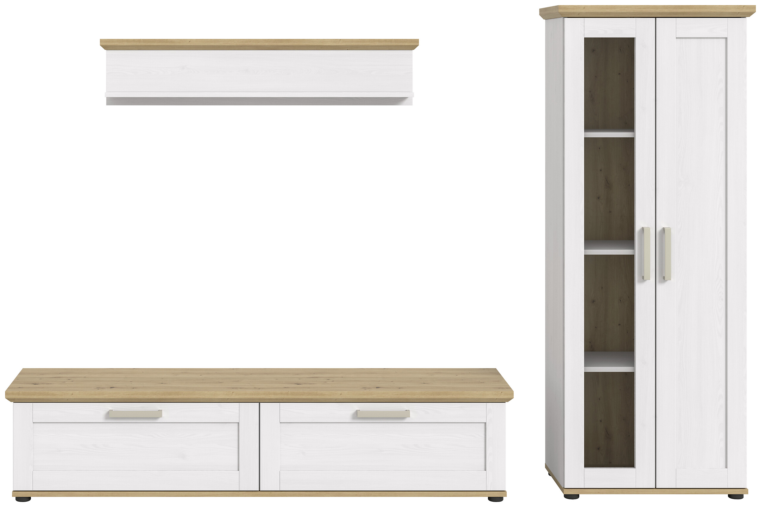 Wohnwand VERONA Lärche Nachbildung Eiche Nachbildung B/H/T: ca. 240x161x40 cm