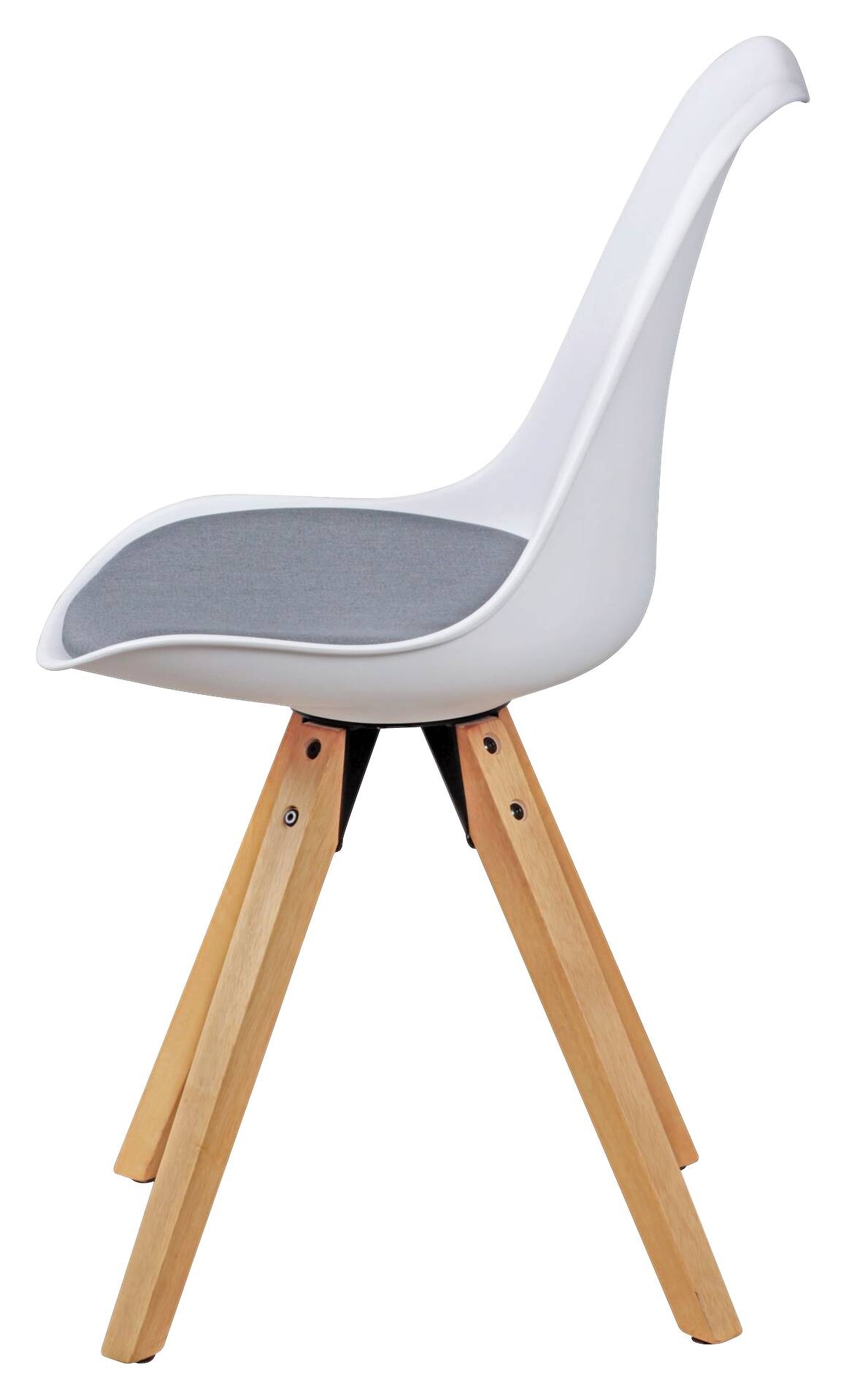 Stuhl 2er-Set weiß grau natur Kunststoff Echtholz Leinen B/H/T: ca. 49x87x52 cm