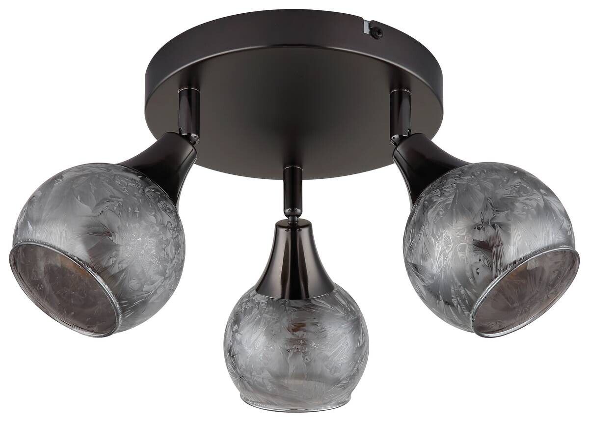 GLOBO Strahler schwarz Chrom Glas Metall B/H/L: ca. 14x22,5x23 cm E14 3 Brennstellen