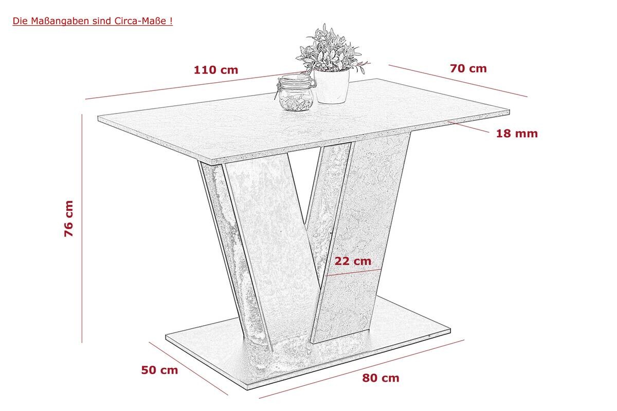 Esstisch Judith Eiche schwarz B/H/T: ca. 110x76x68 cm